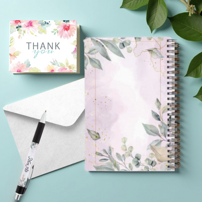 Bloom & Inspire Personalized Teacher Gift Set: Soft-Touch Journal, Matching Pen & Thank You Card - Blush Make a Difference