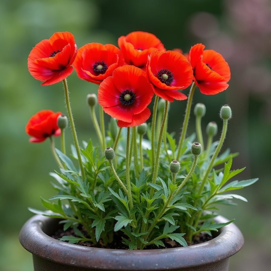 Penny Poppy Flanders Field Poppy Seeds | Kids Garden Seeds | Pom Pom Petals | 100 Seeds