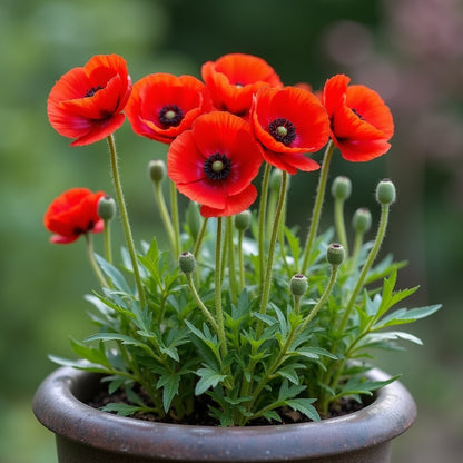 Penny Poppy Flanders Field Poppy Seeds | Kids Garden Seeds | Pom Pom Petals | 100 Seeds