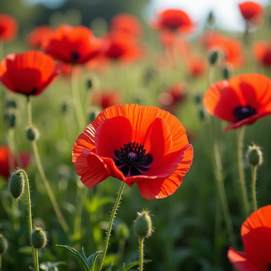 Penny Poppy Flanders Field Poppy Seeds | Kids Garden Seeds | Pom Pom Petals | 100 Seeds