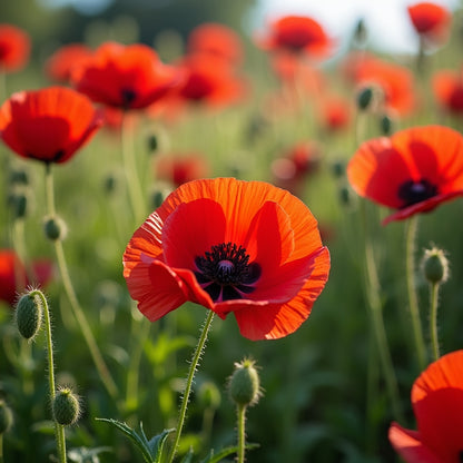 Penny Poppy Flanders Field Poppy Seeds | Kids Garden Seeds | Pom Pom Petals | 100 Seeds