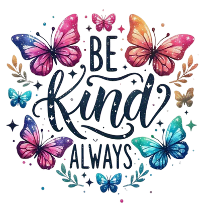 Be Kind Always Large Canvas Tote Bag | Butterfly Floral Design | Pom Pom Petals