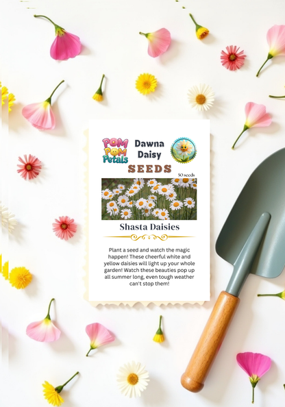 Pom Pom Petals Character Seed Bundle | Dawna Daisy, Penny Poppy & Sunya Sunflower | Kids Garden Seeds | 3 Packet Collection