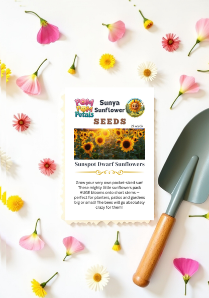 Sunya Sunflower Dwarf Sunflower Seeds | Kids Garden Seeds | Pom Pom Petals | 25 Seeds