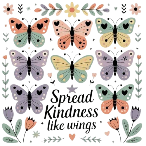 Spread Kindness Like Wings Large Canvas Tote Bag | Botanical Butterfly Design | Pom Pom Petals