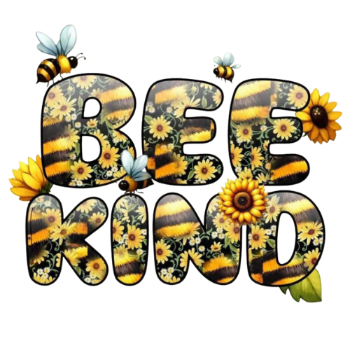 Bee Kind Large Canvas Tote Bag | Sunflower Bee Letter Design | Pom Pom Petals